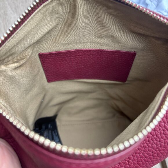 AllSaints Evaline Tassel Crossbody Bag Winter Orchid Red Leather Chain Strap NWT - Picture 12 of 13